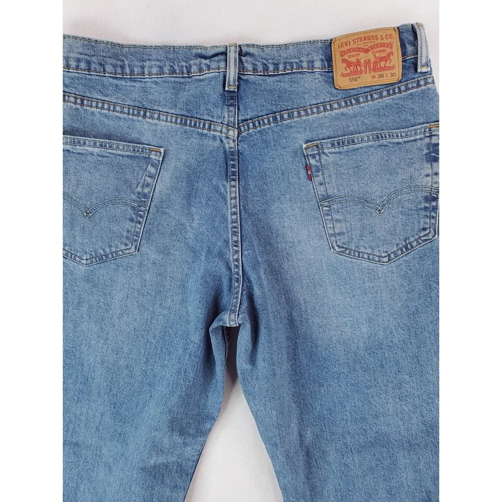 Levis 550 Jeans Mens 36x30 Blue Relaxed Tapered Medium Wash Stretch Denim Pants